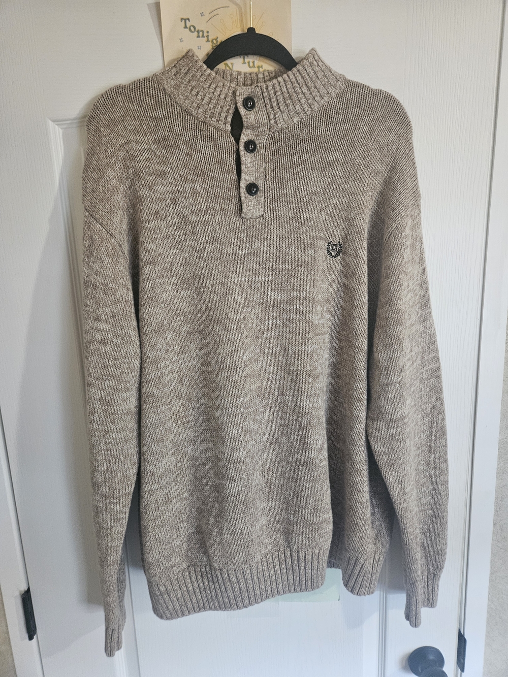 Chaps Men's Heather Taupe Henley Sweater